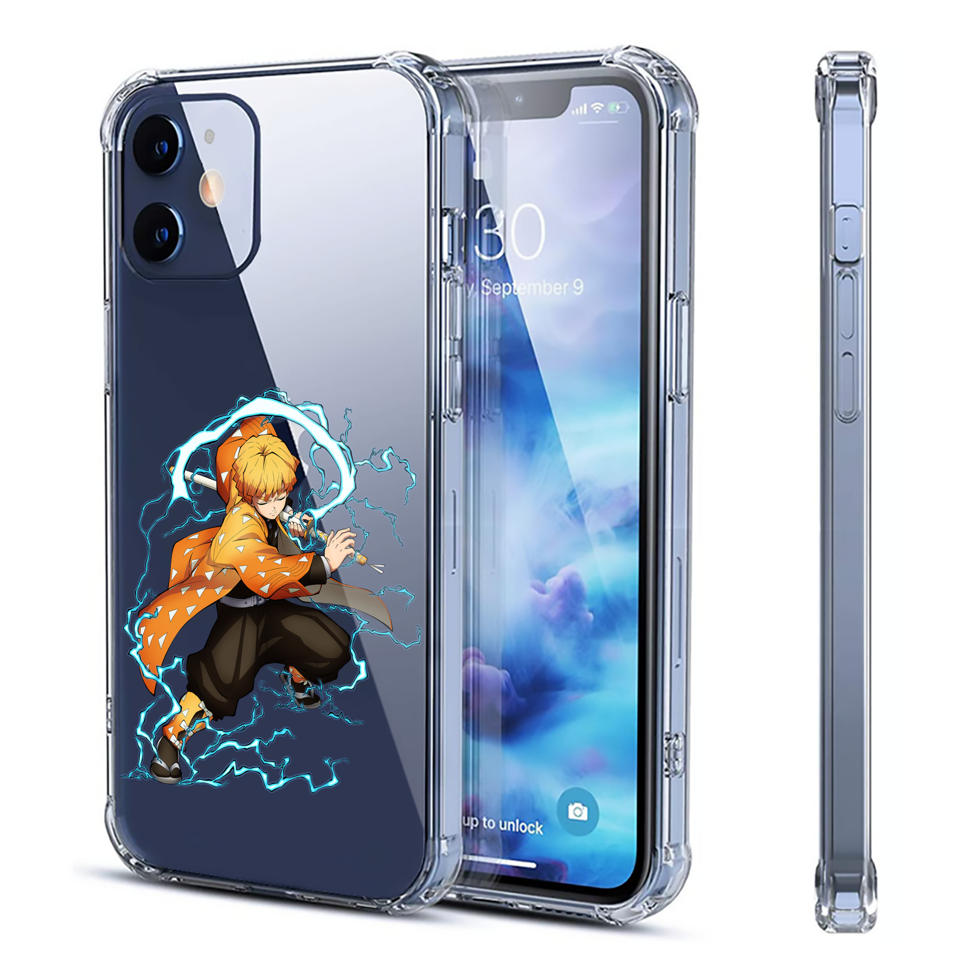 （画像用） 鬼滅の刃（きめつのやいば）我妻 善逸／あがつま ぜんいつ Agatsuma Zenitsu 【iPhone 12シリーズ対応】透明スマホケース（クリアソフトケース）